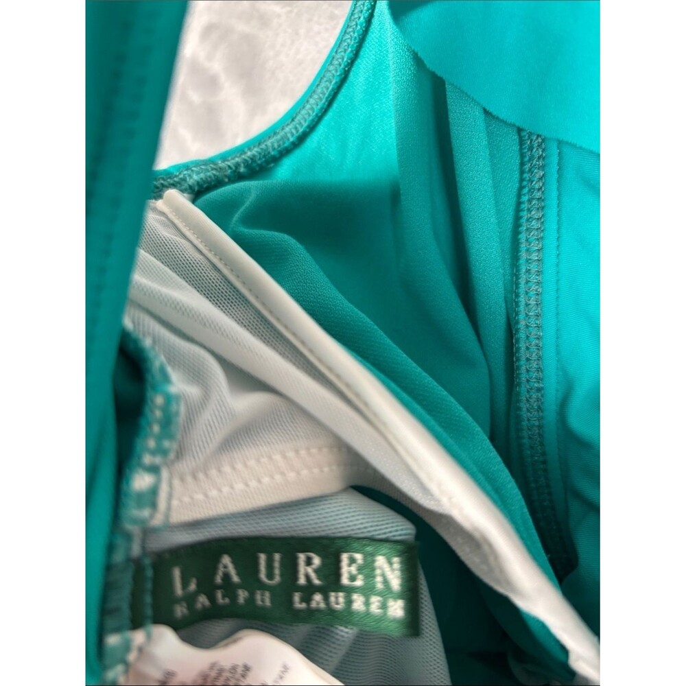 Lauren Ralph Lauren Teal Ruffle Front One Piece Bathing Swim Suit Size 14 - Picture 6 of 7